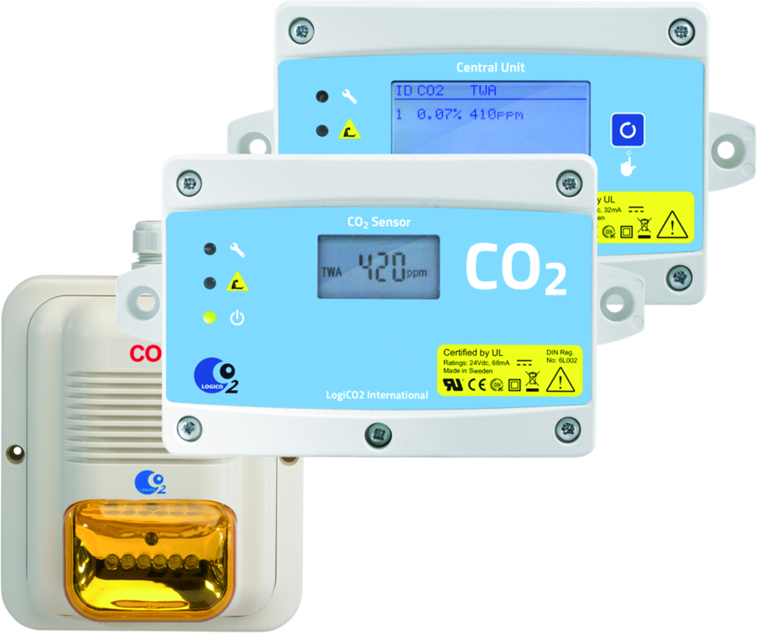 CO2 Warngerät -Sensorsatz Mk9 4A-2049-CO2 Warngerät, Sensorsatz Mk9 4A, CO2-Detektor, Zentralgeräte Mk9, Horn/LED Stroboskop, Kabel, Strom-/Kommunikationskabel, Netzteil, Steckerverriegelung, Signalkabel, Handbuch, Zentralgerät-Schild, H/S-Schild, Kragend